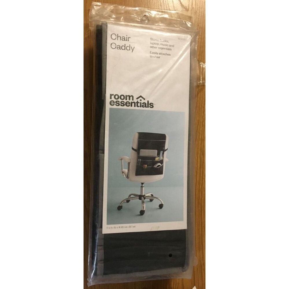 Room Essentials Chair Caddy Black With Pockets Books Accessories 17" x 15" RARE! - Picture 4 of 5